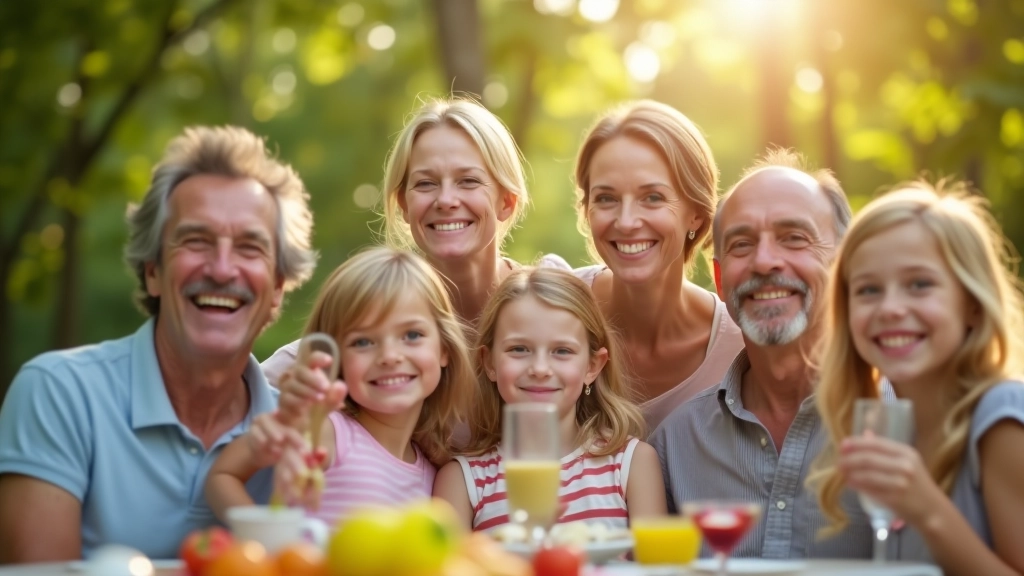 Multi-generational family enjoying outdoor activities together in a scenic natural setting